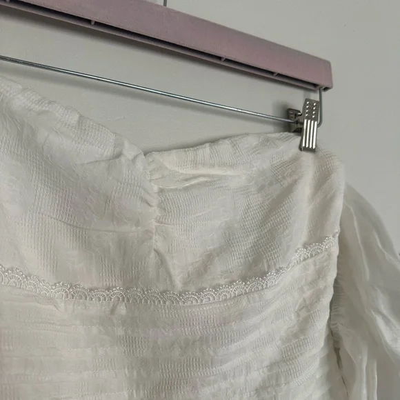 Hello Molly Cloud White Puff Sleeve Ruched Mini Dress – Women’s Size M (US 6) - Picture 5 of 10